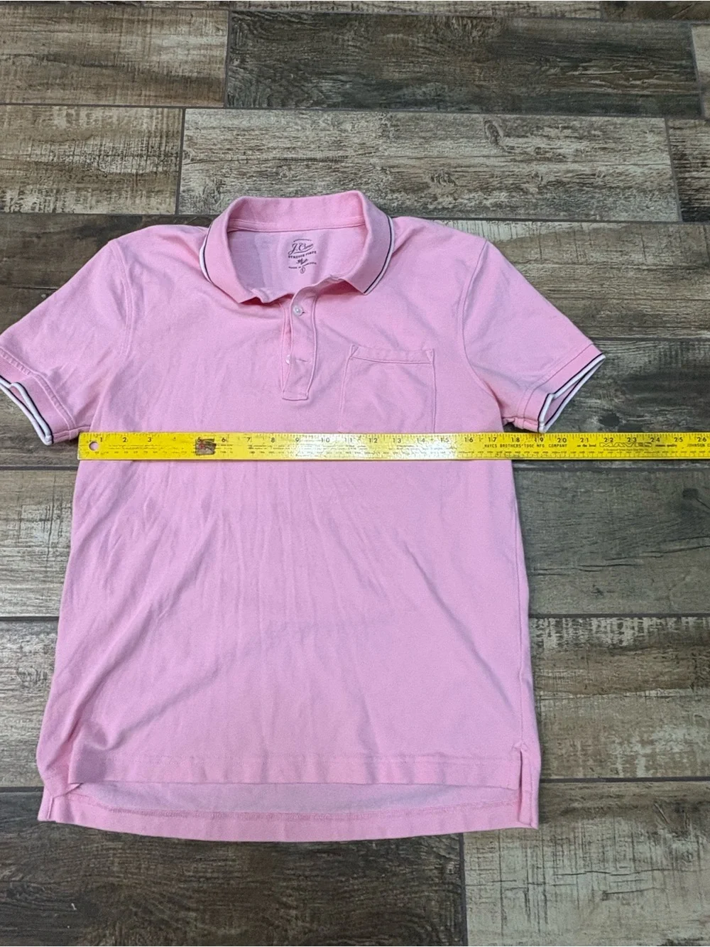 J. Crew Light Pink Polo with Chest Pocket and Contrast Tipping